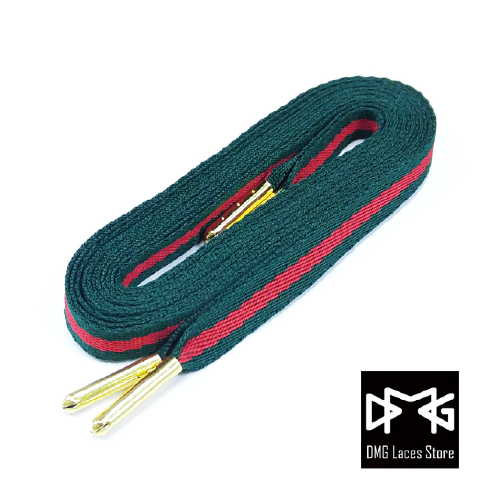 Red Green Stripe Flat Shoelaces